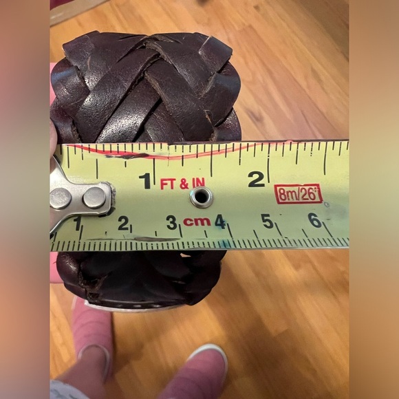 VTG Woolrich Womens Brown Leather Belt Braided -40 In- Silver tone Hardware - Picture 11 of 11